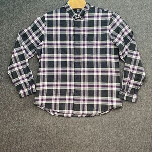 14th &  Union‎ Men's Plaid Button Down Flannel Shirt Purple Gray White Casual XL